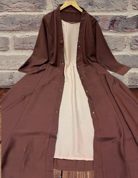 Chocolaty Georgette Abaya with Inner